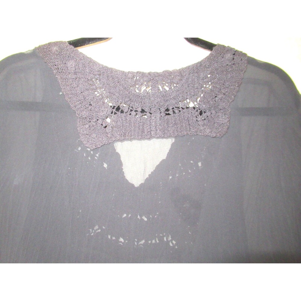 Monoreno Size Small Gray Sheer Fringe Tunic Top Swimsuit Cover-Up Boho Festival - Picture 6 of 6